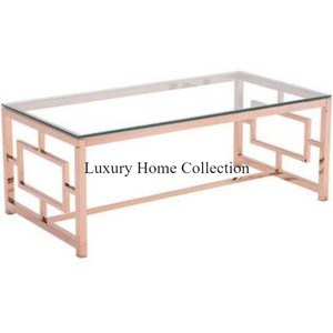Rose <b>Gold</b> Unique Design Latest Arrival Handmade <b>Console</b> <b>Table</b> With glass Rectangle Shape Top Stainless Steel Made Frame Supplies - Product Image 1