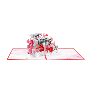 Happy Valentine's Day Black Letters With Pink Flowers Handicraft Paper Art Greeting <b>Card</b> Wedding Souvenir Goods Supply - Product Image 4