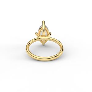 Classic Marquise Shape Lab Grown <b>Diamond</b> <b>Ring</b> Plain Band 14kt Yellow Gold - Product Image 2