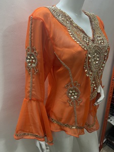 2025 Vintage Blouses décontractées hauts Style moderne manches lourdes perlées haut à paillettes fête Kurtis Sexy Club vacances porter été hiver - Product Image 4