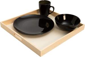 Plateaux de service de mariage traditionnels en bois avec poignées découpées, forme et taille personnalisées non finies pour la décoration de la maison et la gravure - Product Image 2