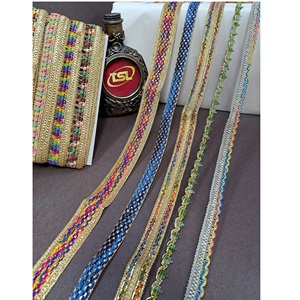 Ruban de bordure de coupe de tissu de dentelle de polyester métallisé de coton de qualité supérieure pour la robe de mariée Saree disponible à bas prix - Product Image 3