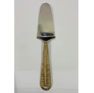 Juego de cuchillo y servidor para pasteles de acero espejado con asas de resina de efecto mármol beige elegante postre que sirve para bodas cumpleaños - Product Image 5