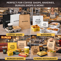 Solution d'emballage pour la restauration rapide écologique personnalisée |   Sacs en papier, boîtes à hamburgers, boîtes à emporter et gobelets avec logo HONPAK