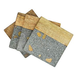 Atractivo posavasos de nogal de color personalizado de madera impreso forma cuadrada Natural Premium y duradero uso multifunción antiadherente - Product Image 1