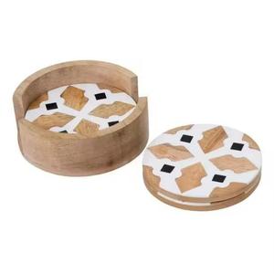 Sous-verres en bois Sous-verres en bois vierges avec support Logo personnalisé Usine Carré Acacia Hêtre Bière Tasse Sous-verre en bois - Product Image 4