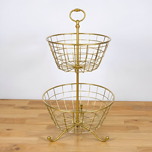 Vintage Spice Rack Gold Tiered Basket Stand: Elegant Display and Storage Solution for Antique-Inspired Home Decor Cabinet - Product Image 2