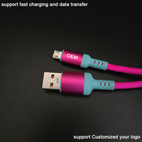 Cables USB a Micro USB V8 de Android, Tejidos, con Diseño Creativo, Brillantes, Multicolores, con Degradado de Arcoíris