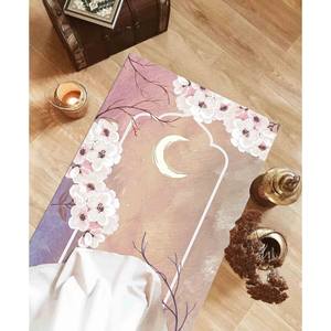 Alfombra de Oración Floral: Elegante Alfombra Musulmana Estampada para la Adoración, Alfombra Delgada No Tejida - Product Image 3