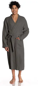 Albornoz Sexy de algodón 100% de alta calidad para hombre, opción combinada de Color sólido personalizada, suave y transpirable - Product Image 5