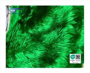 Tissu en fourrure de poids moyen de couleur verte de Noël 30/35 mm, de haute qualité, à poils longs, peint, uni, teint, fabriqué en Thaïlande - Product Image 3