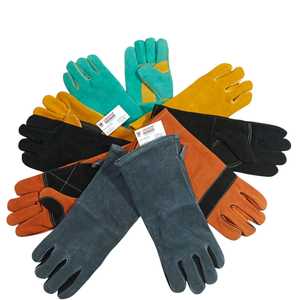 Gants en cuir pour soudeurs à usage intensif de taille XL Gants de sécurité anti-chaleur antidérapants doublés de coton anti-coupure et anti-impact - Product Image 4