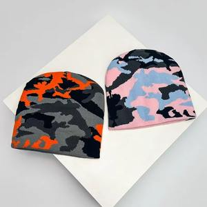 Otoño e Invierno nuevo estilo europeo camuflaje Color bloque sombreros de punto cálido versátil Hip Hop gorros moda callejera al aire libre - Product Image 3