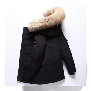 Veste d'hiver décontractée pour homme sur mesure OEM avec col en fourrure blanche, fermeture éclair respirante, parka longue coupe-vent - Product Image 2