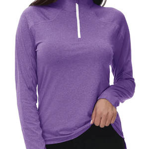 Venta al por mayor de polos para las mujeres logotipo personalizado transpirable de secado rápido respetuoso con el medio ambiente cuarto de cremallera de algodón de talla grande polos de las mujeres - Product Image 1