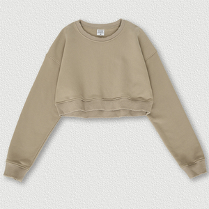 Jersey de algodón 100% lavado callejero, Sudadera con capucha de talla grande para mujer, suéter corto de Spice Girl, suéter con cuello redondo, sudaderas con capucha - Product Image 4