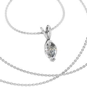 Collar con Colgante de Cadena de Eslabones con Corte Marquesa de Moissanita Popular para Mujeres y Hombres, Chapado en Oro Sólido de 14K con Rodio, Certificado IGI, Regalo para Fiestas - Product Image 1