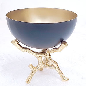 Cuenco decorativo para el hogar moderno de estilo elegante chapado en oro de forma redonda de metal de acero inoxidable y aluminio - Product Image 1