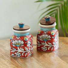 Pot en céramique classique pour une utilisation quotidienne en cuisine, pot en céramique pour stocker des collations, des fruits secs et des épices - Product Image 5