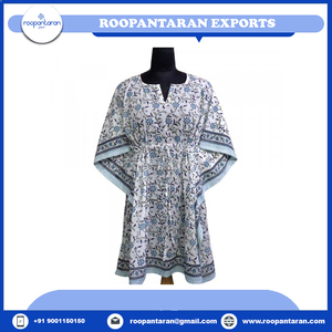 Indian Manufacturer Modern <b>Kaftan</b> Free Size Pure Cotton Hand Block Printed Fashionable Beach <b>Kaftans</b> for Sale at Cheap Price - Product Image 4