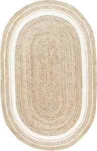 Lujosa alfombra de yute blanco trenzado ovalado decorativo moderno hecho a mano diseño geométrico revestimiento de suelo directo de fábrica ITHL - Product Image 2