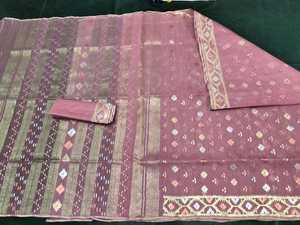 Exclusive Deshi Dhakai Light <b>Pink</b> Jamdani Sharee Export Quality for Women JAMDANI <b>FABRIC</b> Blue RED GREEN Golden From Bangladesh - Product Image 2