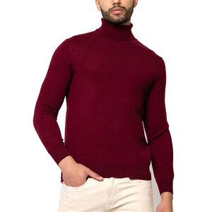 Pull-over à manches longues à col haut personnalisé pour hommes tricots en coton grande taille à la mode pour l'hiver décoration de logo solide - Product Image 1