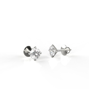 Avarta 18K Oro Blanco 50 Centavos Cada Moissanite Solitaire Pendientes Unisex Stud - Product Image 1