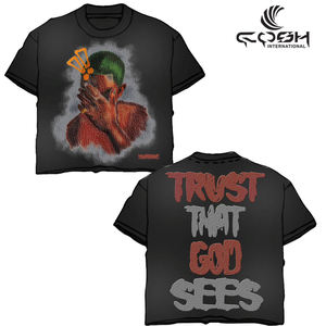 T-shirts entièrement personnalisables Sérigraphie vierge DTF DTG Puff Print Distressed Chenille Embroidery Acid Wash T-shirt de haute qualité - Product Image 6