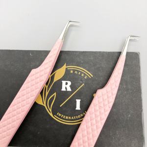 Pince à cils à pointe de précision à 90 degrés de marque privée en acier inoxydable écologique avec revêtement en poudre ventilateurs de volume durables - Product Image 6