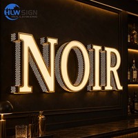Enseignes LED en acier inoxydable plaqué or, style nouveau, IP65, pour entreprises, lettres lumineuses étoilées
