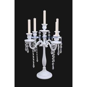 Candelabros de metal con recubrimiento de polvo blanco Cristal clásico 5 brazos Artículos de mesa Candelabros para interiores y exteriores Luces de lujo Portavelas - Product Image 1