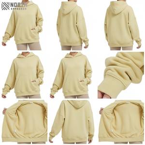 Ropa de calle de alta calidad para mujer, sudaderas con capucha de algodón, sudaderas con capucha de punto con hombros caídos de Color sólido suelto coreano para mujer - Product Image 2