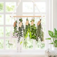 Rak pengering bunga ramuan tanaman 2 tingkat 25 buah, cokelat, Rak pengering herbal benang goni alami, rak gantung warna gading