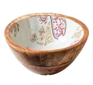 Juego de tazones de frutas y ensaladas de madera de colores naturales de alta calidad, plato tallado para servir frutas y ensaladas para bodas, venta al por mayor - Product Image 3