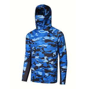 Sudadera con capucha de manga larga Anti-UV UPF50 + para hombre, camisa de pesca transpirable de secado rápido con estampado de sublimación de poliéster 100% - Product Image 1
