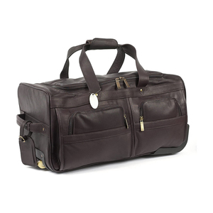 Large Luxury Vintage 14'' Genuine <b>Leather</b> <b>Duffle</b> <b>Bag</b> Polyester High Quality PU Fabric Patchwork Customizable Zipper Fashionable - Product Image 2