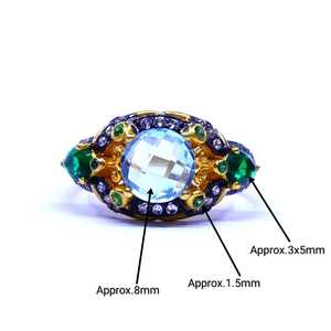 แหวนเงินแท้ 925 ชุบทอง ประดับบลูโทแพซ ดีไซน์คลาสสิกสำหรับผู้หญิง จาก Gemvanity ดีไซน์โดดเด่น ทันสมัย และสง่างาม เครื่องประดับคุณภาพ - Product Image 2