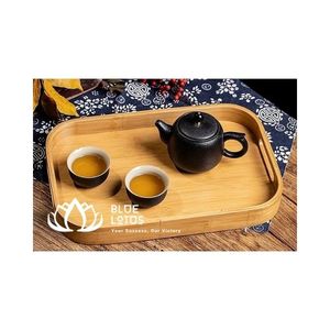 Plateau de service en bois de bambou pour fruits Snack Plateau à thé Assiettes de service à gâteaux Soucoupes avec bord fin rectangulaire rond et plus de forme - Product Image 4