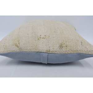 Almohada de retazos Kantha de lana Beige de 18x18 pulgadas, almohada cuadrada rústica de lujo, ropa de cama portátil esponjosa Vintage tejida, Navidad - Product Image 5