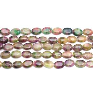 Cuentas de ónix verde natural multicolor, forma ovalada, hilo de piedras preciosas de 15 pulgadas para la fabricación de joyas, venta al por mayor. - Product Image 1