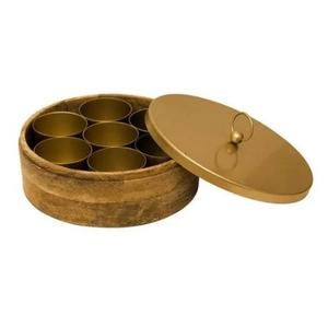 Boîte Masala de forme ronde de meilleure qualité Boîte à épices en bois au design classique pour la cuisine Boîte à épices avec logo personnalisé - Product Image 3