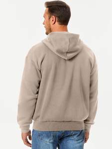 Sweat-shirt à capuche en coton polaire pour hommes Sweat-shirt décontracté à manches longues avec cordon de serrage brodé Sweat-shirts à fermeture éclair complète pour l'hiver - Product Image 3