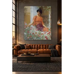 Fida John William Godward Woman in Orange Dress Among Poppies <b>Canvas</b> Print - Product Image 3