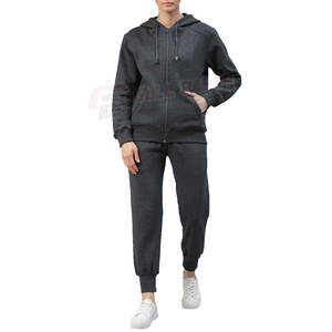 Ropa informal deportiva para mujer, sudadera con cremallera, conjunto de chándal para correr, algodón transpirable, poliéster, para invierno, cuello con capucha - Product Image 1