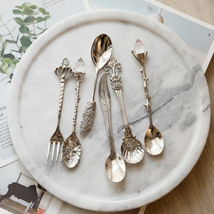 Vente en gros Ensemble cuillère à café et fourchette en argent fantaisiste avec des poignées créatives et ludiques avec des accents en cristal - Product Image 1