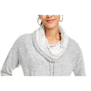 Felpa con Collo Alto Ultra Flirt per Donna, Foderata in Sherpa, Grigia, Taglia Piccola, Traspirante, Top Corto in Seta per la Stagione Autunnale - Product Image 2
