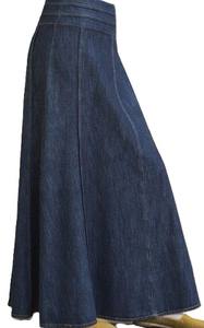 Denim <b>Long</b> <b>Skirt</b> Front Side Slit Casual Style Stylish Seasonal Staple Fla Maxi Chic Versatile Elegance Fashion - Product Image 2
