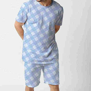 Camiseta y pantalones cortos de punto transpirable para hombre, conjunto informal de 2 piezas personalizable de verano para Calle, opciones de talla grande disponibles - Product Image 4