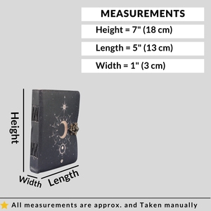 Mystic Moon Journal en cuir noir fait à la main 7x5 Journal céleste avec impression UV Serrure antique Carnet vintage non doublé - Product Image 5